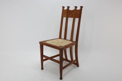George Montague Ellwood George Montague Ellwood Made by J S Henry a Pair of Matching Oak Dining Chairs