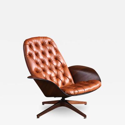 George Mulhauser George Mulhauser Mr Chair Cognac Leather Swivel Chair for Plycraft