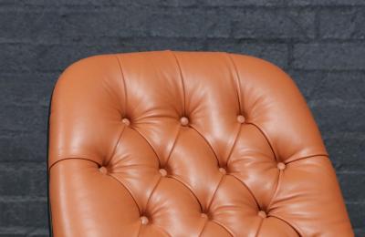 George Mulhauser George Mulhauser Tufted Leather Walnut Lounge Chairs for Plycraft