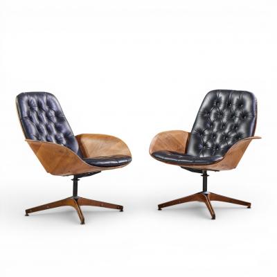 George Mulhauser George Mulhauser for Plycraft Mrs Chair Mid Century Lounge Chairs Pair