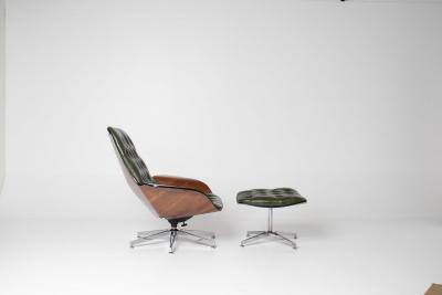 George Mulhauser Mr Chair with Rare Metal Star Base in Moss Green Leather