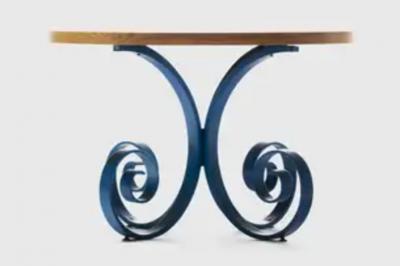 George Mulhauser Plycraft Oak Blue Lacquer Sultana Table by George Mulhauser c 1950s