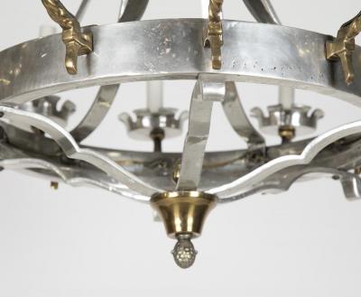 George N Antiques Renaissance Style Brass and Pewter 12 Arm Chandelier