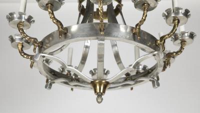 George N Antiques Renaissance Style Brass and Pewter 12 Arm Chandelier