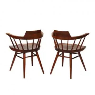 George Nakashima George Nakashima Armchairs Black Walnut Signed with Clients Name