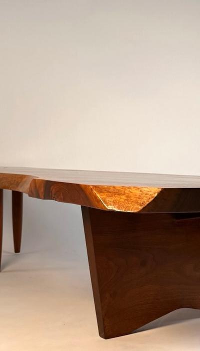 George Nakashima George Nakashima Conoid Coffee Table English Walnut with Rosewood Butterfly