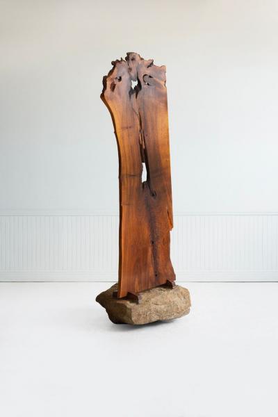 George Nakashima George Nakashima English Walnut Free Edge Room Divider on Granite Base 1955