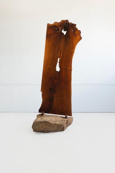 George Nakashima George Nakashima English Walnut Free Edge Room Divider on Granite Base 1955