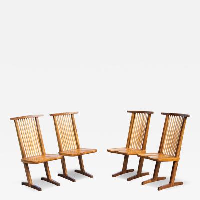 George Nakashima George Nakashima Inspired Set of Four Conoid Style Dining Chairs Mixed Hardwoods