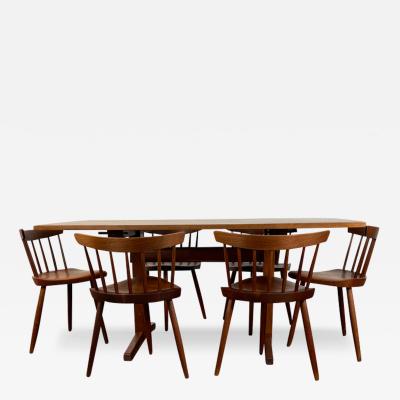 George Nakashima George Nakashima Trestle Table and 6 Mira Dining Chairs