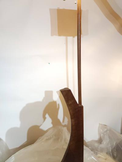 George Nakashima Nakashima Style Black Walnut Floor Lamp Organic Modern Design 1980s