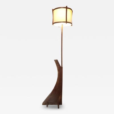 George Nakashima Nakashima Style Black Walnut Floor Lamp Organic Modern Design 1980s