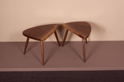 George Nakashima Pair of Nakashima Studio Mira Nakashima Wepman Side Tables in Walnut US 2021
