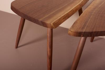 George Nakashima Pair of Nakashima Studio Mira Nakashima Wepman Side Tables in Walnut US 2021