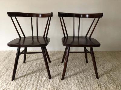 George Nakashima Pair of Walnut Nakashima Style Midcentury Chairs