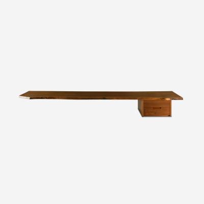George Nakashima Wall Hung Shelf with Drawers