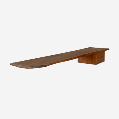 George Nakashima Wall Hung Shelf with Drawers