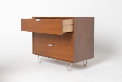 George Nelson George Nelson 3 Drawer Basic Series Dresser with Hairpin Legs in Walnut