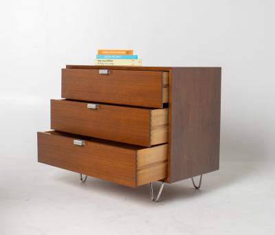 George Nelson George Nelson 3 Drawer Basic Series Dresser with Hairpin Legs in Walnut