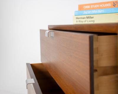 George Nelson George Nelson 3 Drawer Basic Series Dresser with Hairpin Legs in Walnut