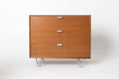 George Nelson George Nelson 3 Drawer Basic Series Dresser with Hairpin Legs in Walnut