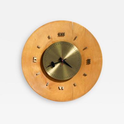 George Nelson George Nelson Birch Brass Wall Clock for Howard Miller