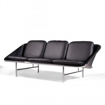 George Nelson George Nelson for Herman Miller Mid Century Leather and Chrome Sling Sofa