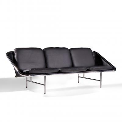 George Nelson George Nelson for Herman Miller Mid Century Leather and Chrome Sling Sofa