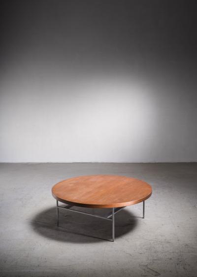 George Nelson Large Round George Nelson Coffee Table in Walnut USA 1950s
