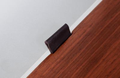 George Nelson Leather Walnut Illuminated Vanity with Mirror Ottoman for Herman Miller