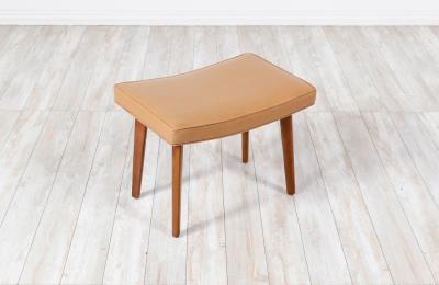 George Nelson Leather Walnut Illuminated Vanity with Mirror Ottoman for Herman Miller