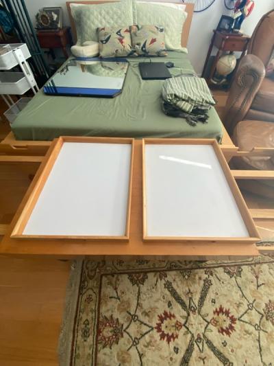 George Nelson MID CENTURY GEORGE NELSON EXPANDING COFFEE TABLE WITH SERVING TRAYS