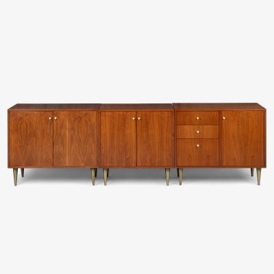 George Nelson Mid Century 3 Piece Credenza Cabinet in Walnut in the Style of George Nelson