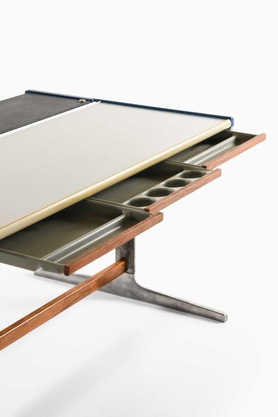 George Nelson Mid Century Desk in Aluminum Lacquer Laminate and Teak by George Nelson 1960s