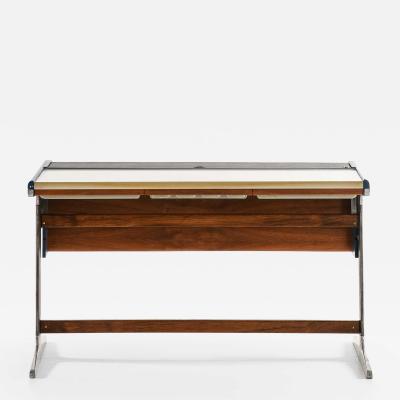 George Nelson Mid Century Desk in Aluminum Lacquer Laminate and Teak by George Nelson 1960s