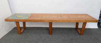 George Nelson Mid Century Slat Table Mosaic Inlay George Nelson Style