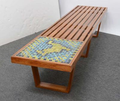 George Nelson Mid Century Slat Table Mosaic Inlay George Nelson Style