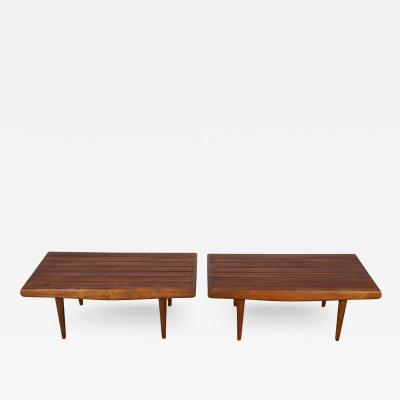 George Nelson Mid Century Slatted Wood Benches Side Tables George Nelson Style Pair