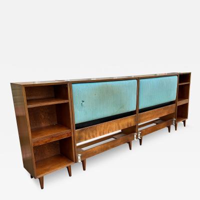 George Nelson Rare George Nelson 4 Piece King Size Headboard Night Stand Mid Centuy Modern