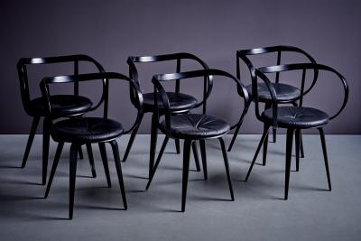 George Nelson Set of 6 Black Pretzel Chairs by George Nelson for ICF