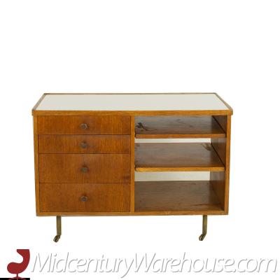 George Nelson Style Mid Century Oak Bar Cart