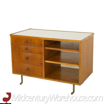 George Nelson Style Mid Century Oak Bar Cart