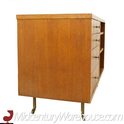 George Nelson Style Mid Century Oak Bar Cart