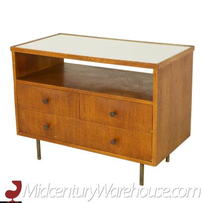 George Nelson Style Mid Century Oak Bar Media Cabinet