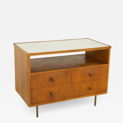 George Nelson Style Mid Century Oak Bar Media Cabinet