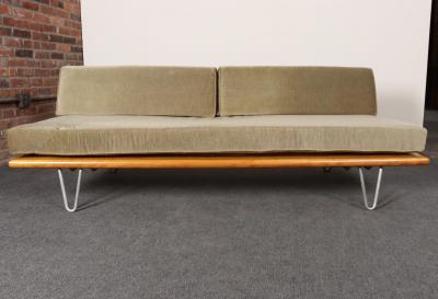 George Nelson Vintage Sage Mohair Daybed with Hairpin Legs by George Nelson for Herman Miller