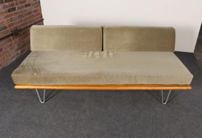 George Nelson Vintage Sage Mohair Daybed with Hairpin Legs by George Nelson for Herman Miller