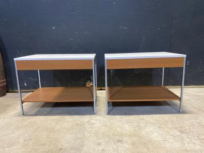 George Newbold George Nelson Walnut Nightstands with White Laminate tops