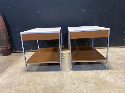 George Newbold George Nelson Walnut Nightstands with White Laminate tops