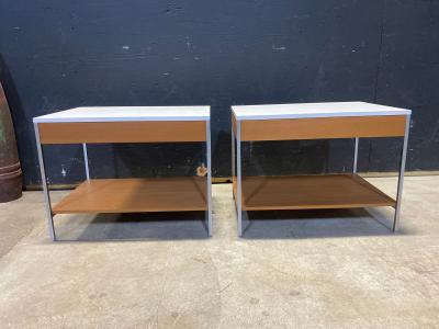 George Newbold George Nelson Walnut Nightstands with White Laminate tops